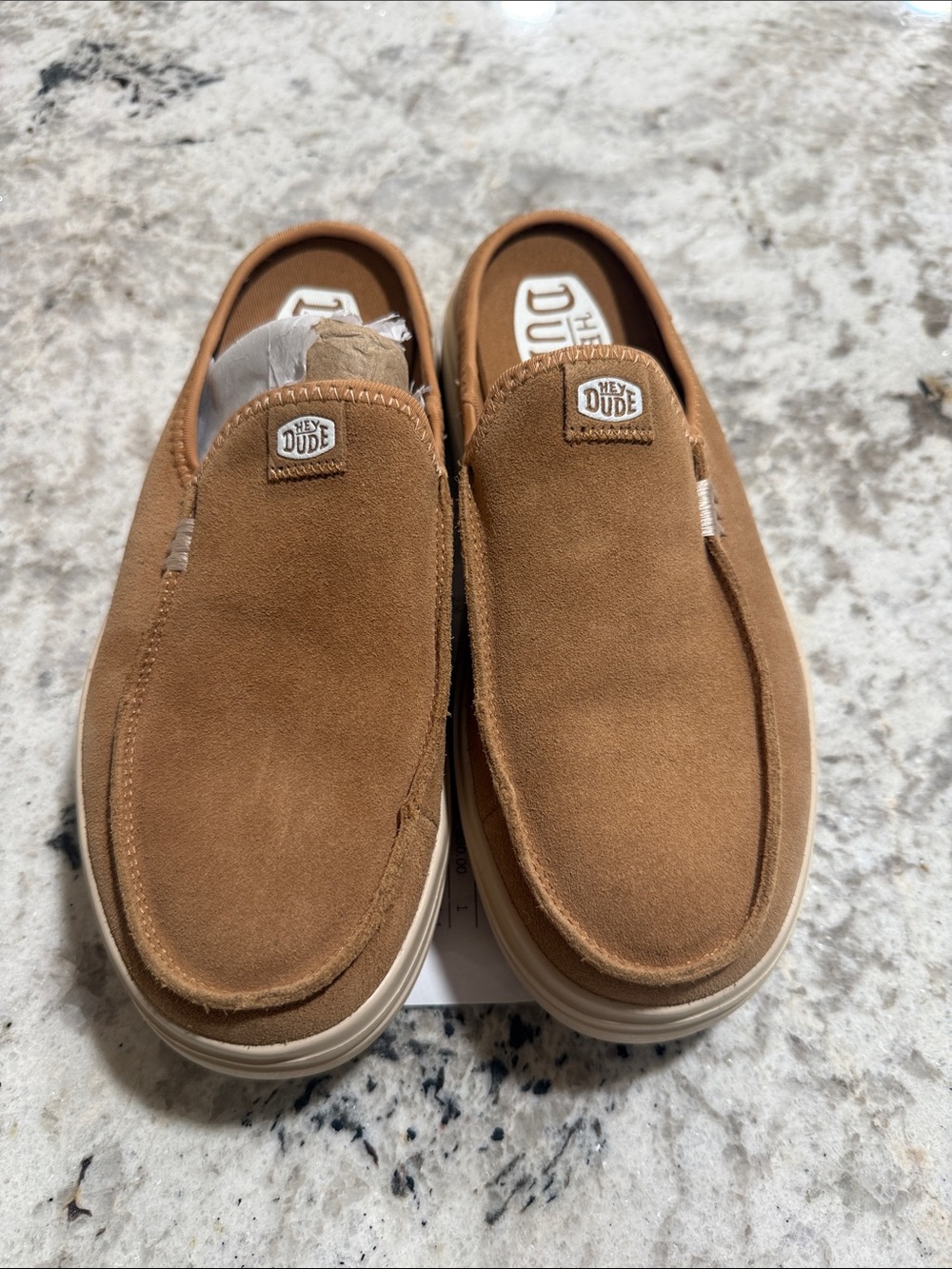 Hey Dude Men’s Suede Slip-On Loafers in Cognac Brown